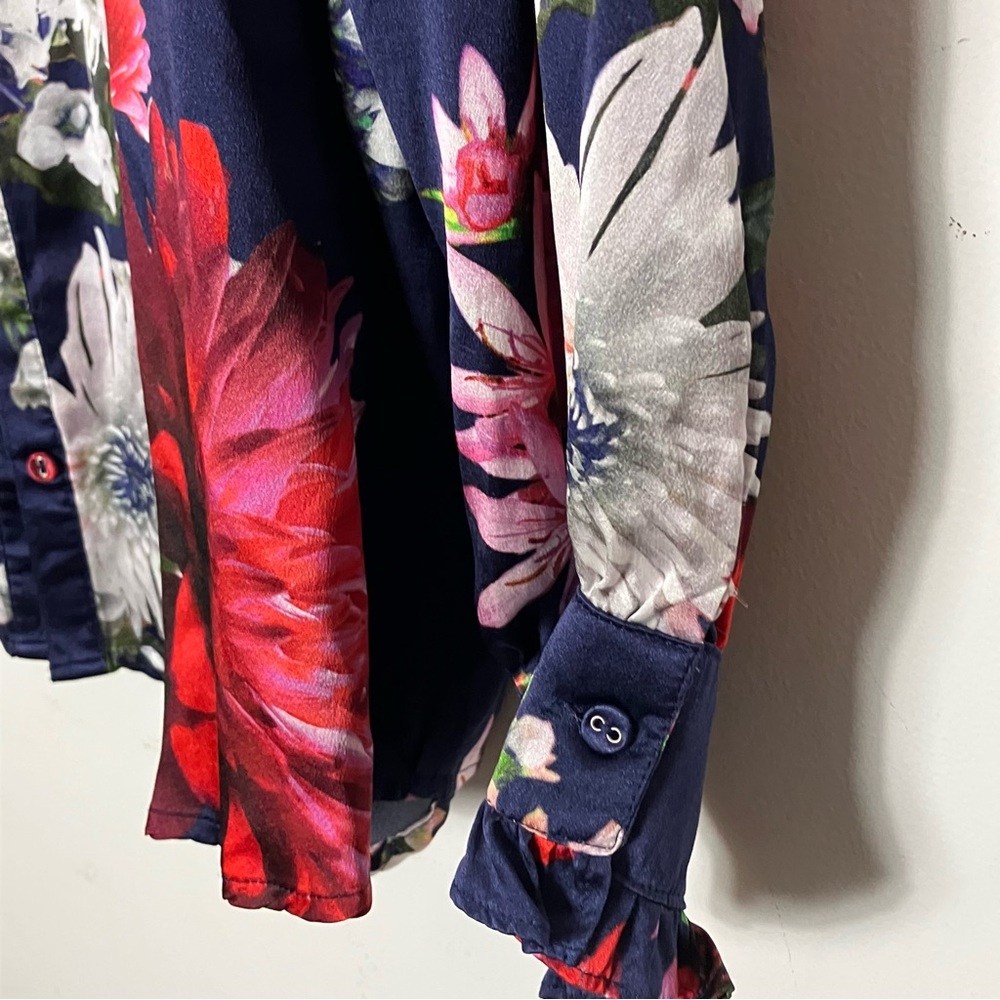 Johnny Was Aster Ruffle‎ Collar Silk Blouse Large - Picture 4 of 7